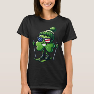 Camiseta Día de San Patricio Esquí Tréboles de trébol Irlan