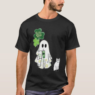 Camiseta Día de San Patricio Fantasma Lindo Sosteniendo Glo