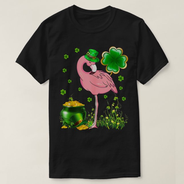 Camiseta Día de San Patricio Flamingo Shamrock Saint Patt (Diseño del anverso)