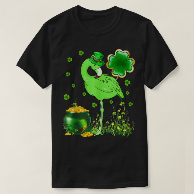 Camiseta Día de San Patricio Flamingo Shamrock Saint Patt (Diseño del anverso)