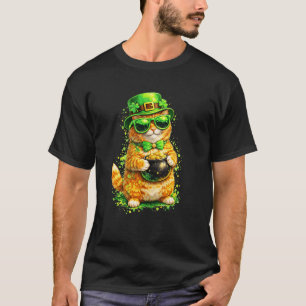 Camiseta Día de San Patricio Gato de Tabby Naranja Trébol I