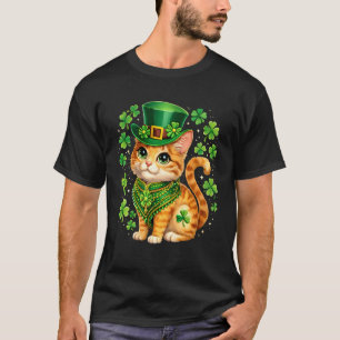 Camiseta Día de San Patricio Gato Sombrero Duende Trébol Sa