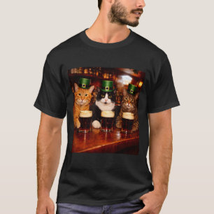 Camiseta Día de San Patricio gatos bebiendo cerveza pub irl