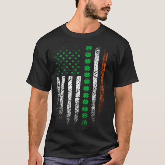 Camiseta Día de San Patricio IRLANDA BANDERA AMERICANA Irla (Anverso)