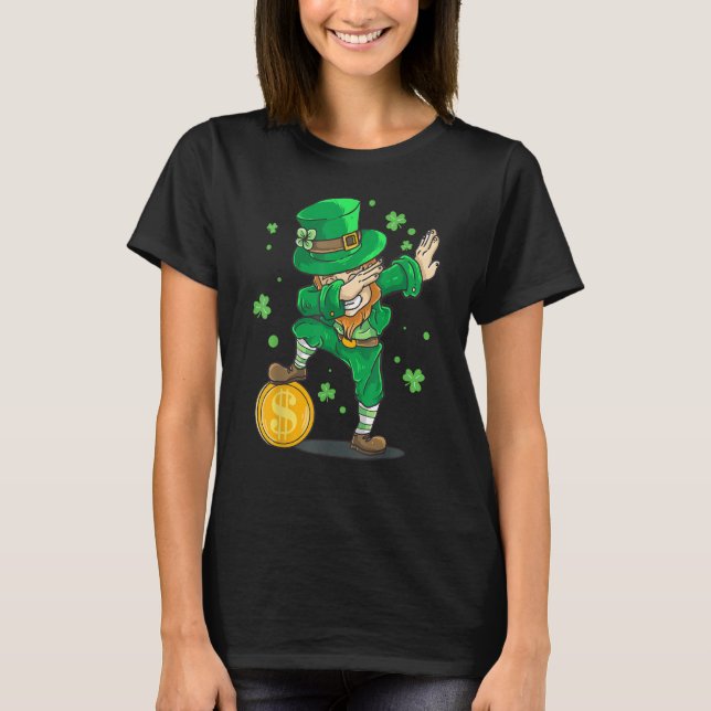 Camiseta Día de San Patricio Irlandés Dabbing Leprechaun Ki (Anverso)