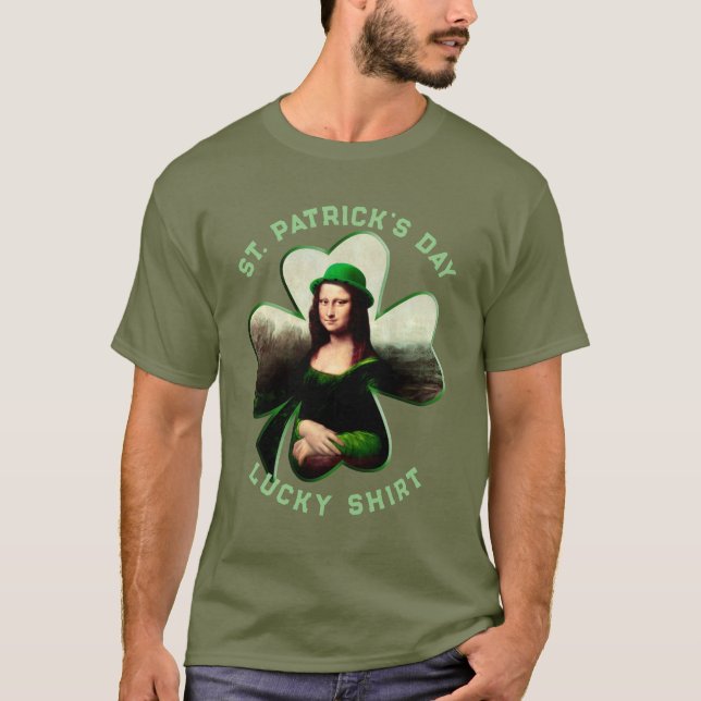 Camiseta Día de San Patricio, la afortunada Mona Lisa (Anverso)
