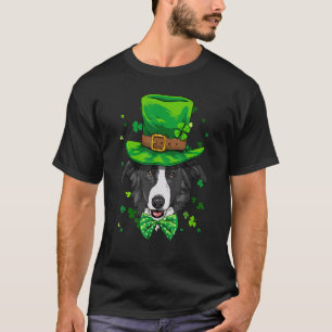 Camiseta Día de San Patricio Leprechaun Border Collie Perro