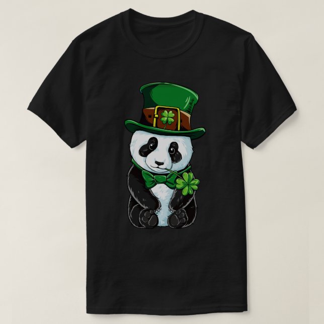 Camiseta Día de San Patricio Leprechaun Panda Cute Regalo I (Diseño del anverso)