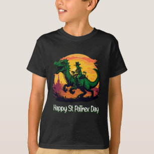 Camiseta Día de San Patricio Leprechaun Riendo Dinosaurio