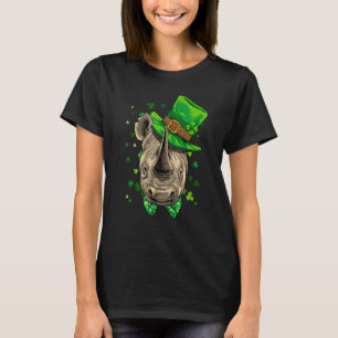 Camiseta Día de San Patricio Leprechaun Rinoceronte Trébol