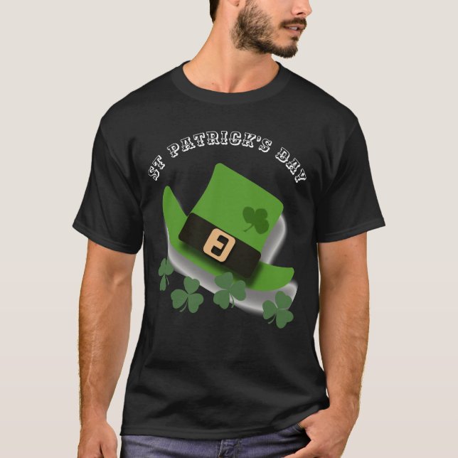 Camiseta Día de San Patricio Leprechaun Verde Gorra y Shamr (Anverso)