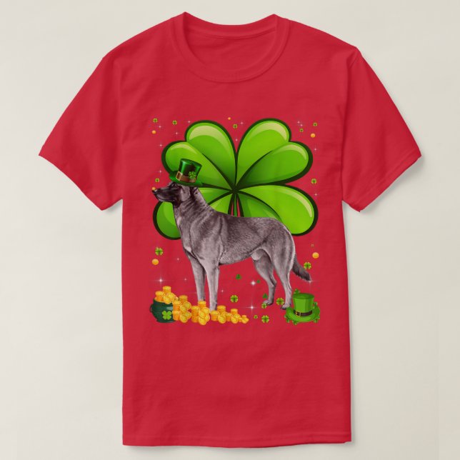 Camiseta Día de San Patricio malinois belga Shamrock Mascot (Diseño del anverso)