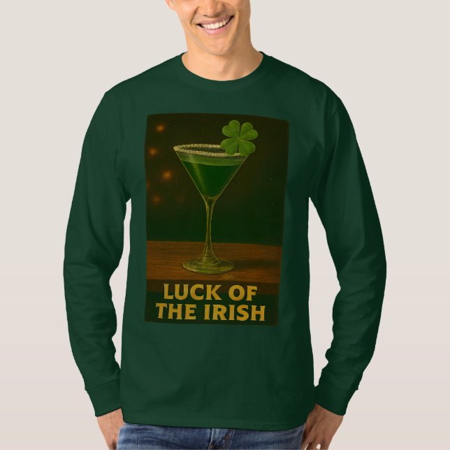 Camiseta Día de San Patricio Martini de Trébol Suerte Irlan (Anverso)
