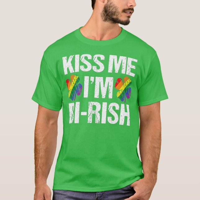 Camiseta Día de San Patricio me besa mi birish bisexual (Anverso)