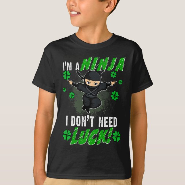 Camiseta Día de San Patricio Ninja Luck Green Kids Gift Clo (Anverso)