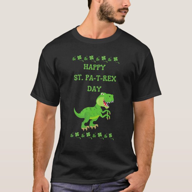 Camiseta Día de San Patricio Niños Dinosaurios Rex Funny Ha (Anverso)