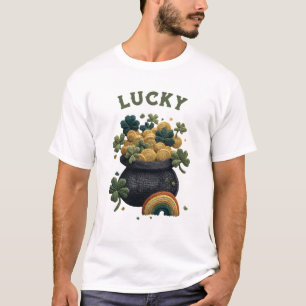 Camiseta Día de San Patricio Olla de Oro Trébol Arcoíris