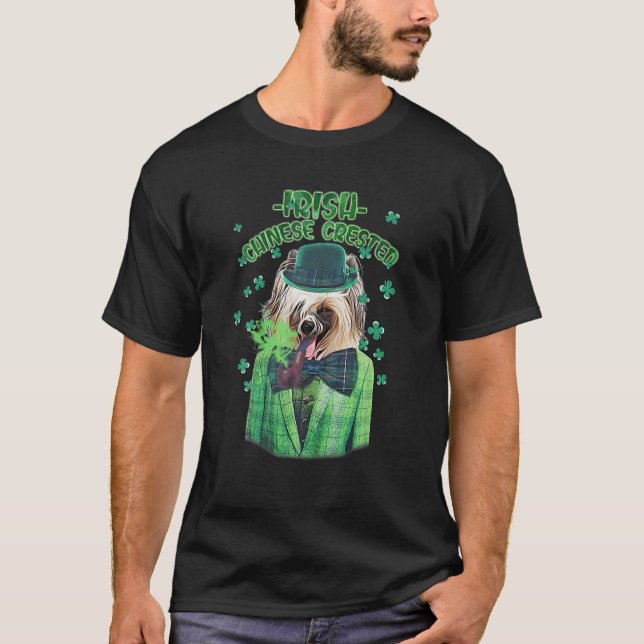 Camiseta Día de San Patricio Perro chino detenido Shamrock  (Anverso)