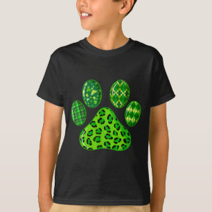 Camiseta Día de San Patricio Perro Gato Pata Trébol Leopard