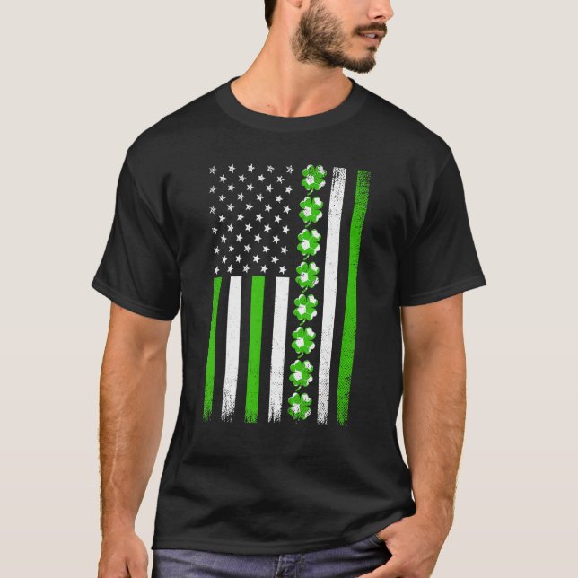 Camiseta Día de San Patricio Retro Bandera Estadounidense F (Anverso)