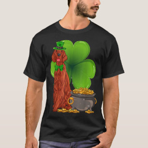 Camiseta Día de San Patricio Setter Irlandés Trébol Perro M