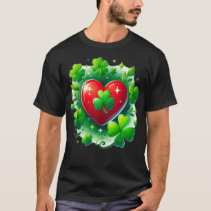 Camiseta Día de San Patricio Shamrock Corazón irlandés Sain