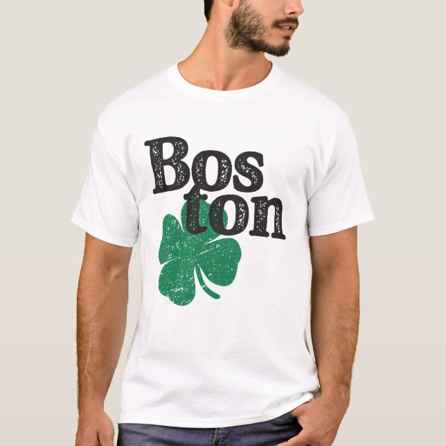 Camiseta Día de San Patricio Shamrock Massachusetts Boston (Anverso)