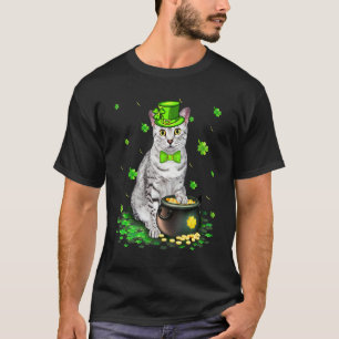 Camiseta Día de San Patricio Trebol Amante del Gato Egipcio
