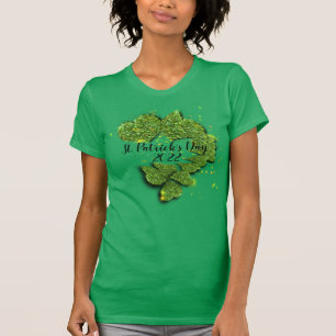 Camiseta Día de San Patricio   Tréboles   corazones brillan