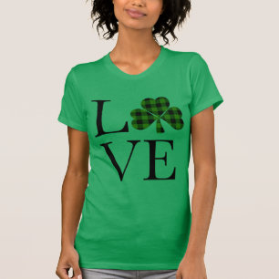 Camiseta día de San Patricio verde negro cuadros trébol amo