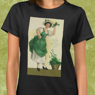 Camiseta Día de San Patricio Vintage Lass, Shamrocks Afortu