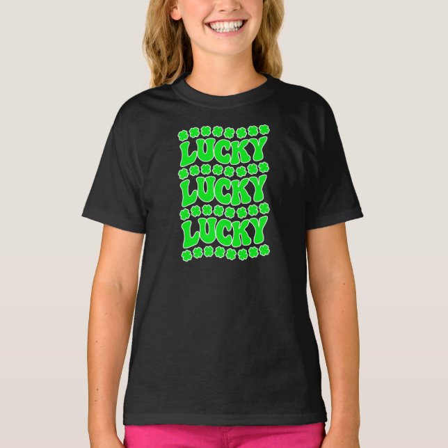Camiseta DÍA DE SAN PATRICK, Afortunado, Afortunado, Afortu (Anverso)