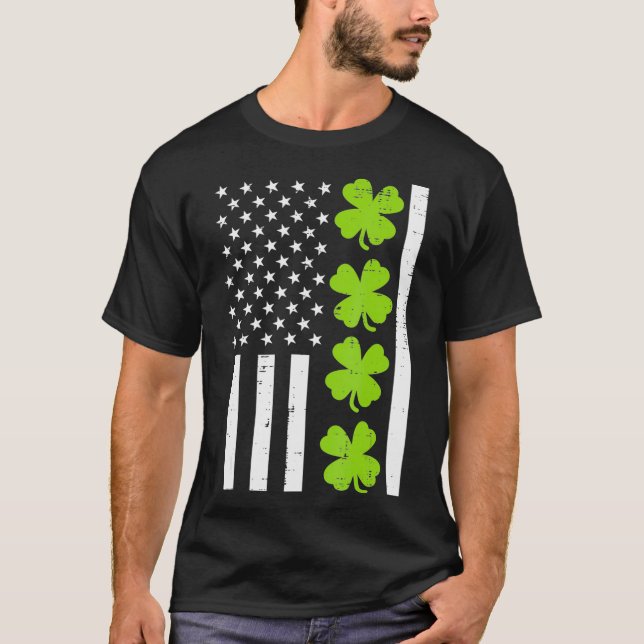 Camiseta Día de San Patrón de Shamrock Clover de la bandera (Anverso)