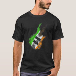 Camiseta Día de San Patrón Guitarra Bandera Irlandesa Batte