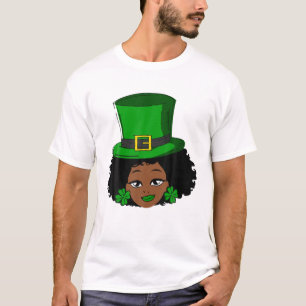 Camiseta Día de San Patrón Mujer Afro Shamrock Mujer
