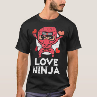 Camiseta Día de San Valentín Amo Ninja Chicas Niños Cute Ni