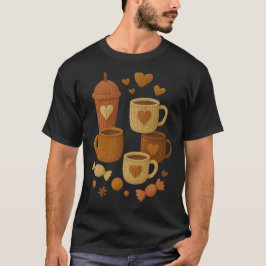Camiseta Día de San Valentín Amor Café Corazones Tejidos Ab