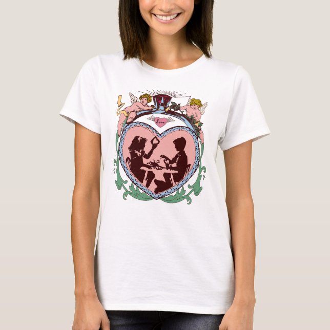 Camiseta Día de San Valentín Amor Estilo Rococó con Querubi (Anverso)