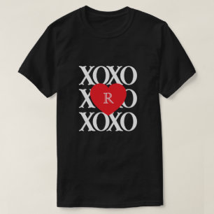 Camiseta Día de San Valentín amor xoxo inicial