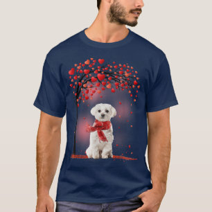 Camiseta Día de San Valentín Árbol de perro maltés Corazón