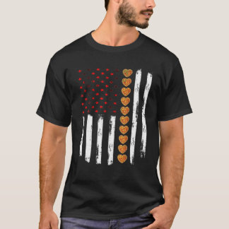 Camiseta Día de San Valentín Bandera Americana Rojo Corazón