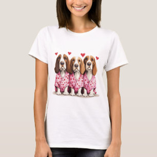 Camiseta Día de San Valentín Basset Hound Dogs