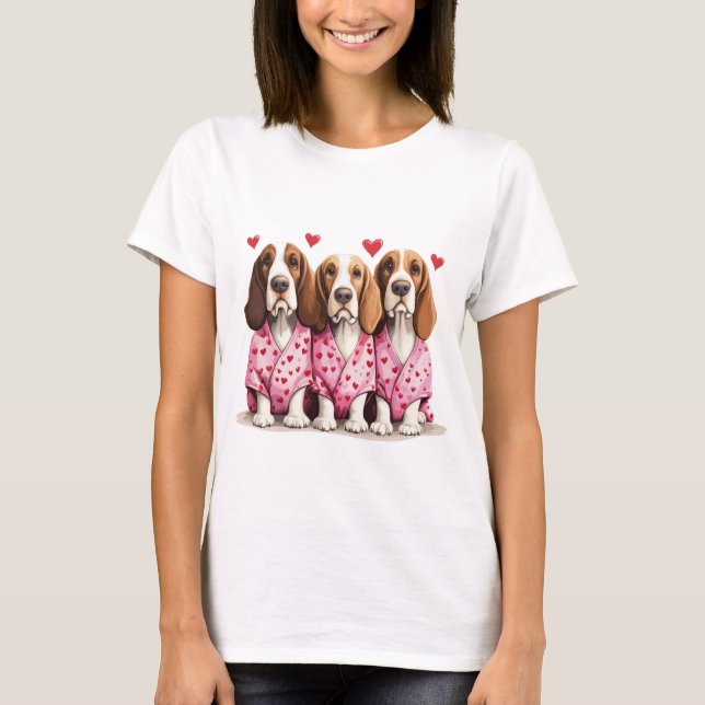 Camiseta Día de San Valentín Basset Hound Dogs (Anverso)