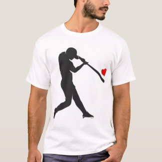 Camiseta Día de San Valentín Bateador de Béisbol Silueta Co