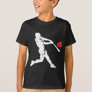 Camiseta Día de San Valentín Bateador de Béisbol Silueta Co
