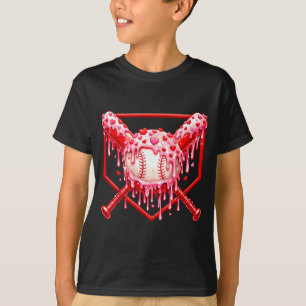 Camiseta Día de San Valentín Béisbol Chicos Helado Goteo Co