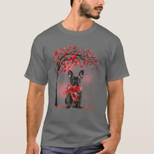 Camiseta Día de San Valentín Bulldog francés Perro árbol co