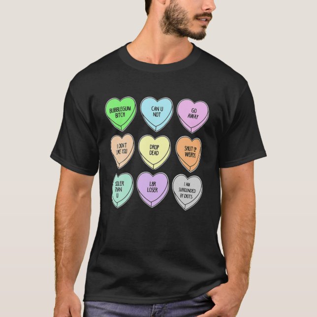 Camiseta Día de San Valentín Candy Heart Mens mujeres Valen (Anverso)