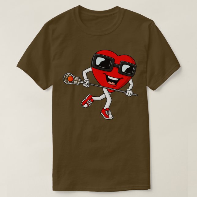 Camiseta Día de San Valentín Cardiopatía Lacrosse Stick Boy (Diseño del anverso)