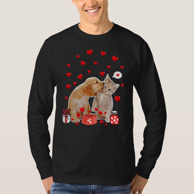 Camiseta Día de San Valentín Cat Dog Lover Cat Dog Dad Mom  (Anverso)